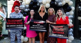 Villa Palace Kuaför Salonu açılışında kadına ve çocuğa şiddete karşı tepki