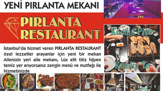 İstanbul’un yeni pırlanta mekanı Pırlanta Restaurant özel lezzetler arayanların uğrak yeri oldu