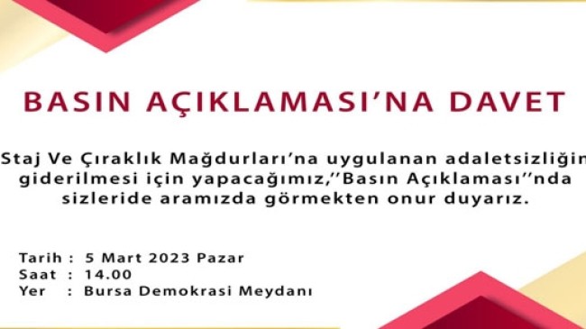 STAJ ve ÇIRAK MAĞDURLARI YİNE MEYDANLARA İNİYOR