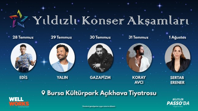 “Yıldızlı Konser Akşamları” Bursa’da başlıyor
